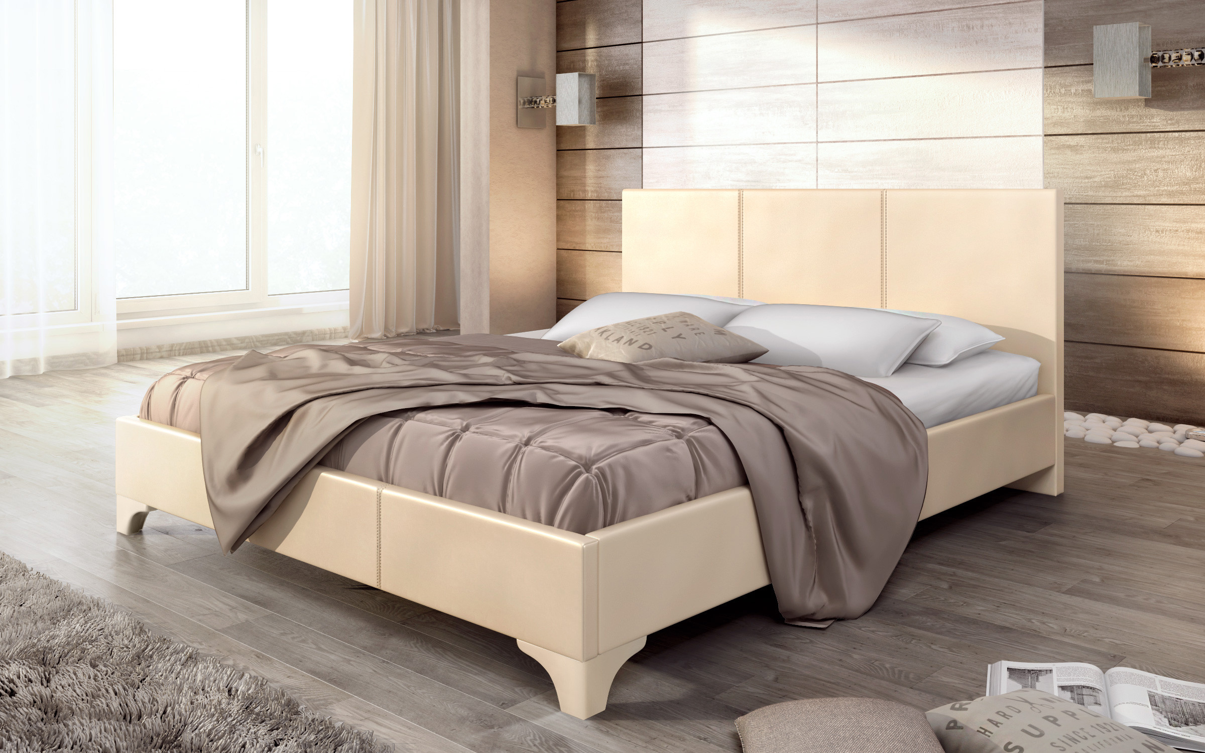 Leather double bed Betina 2 for two-sided mattress 160/200 thumb