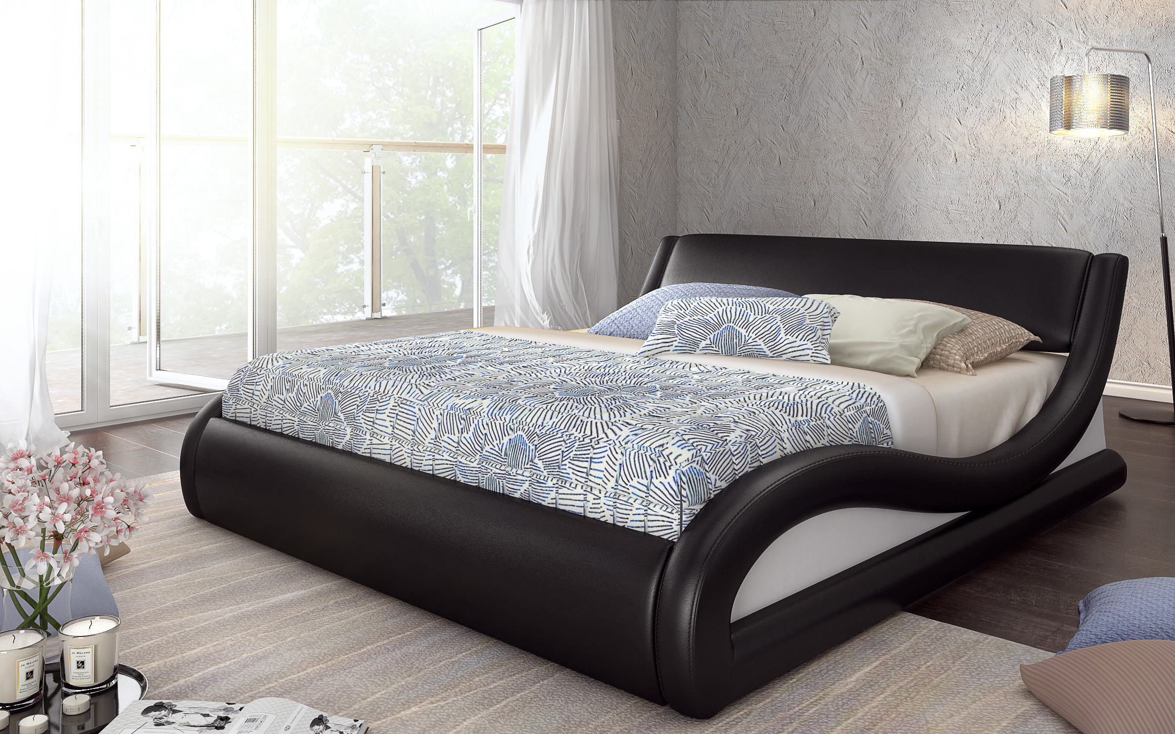 Leather double bed Liviana II thumb