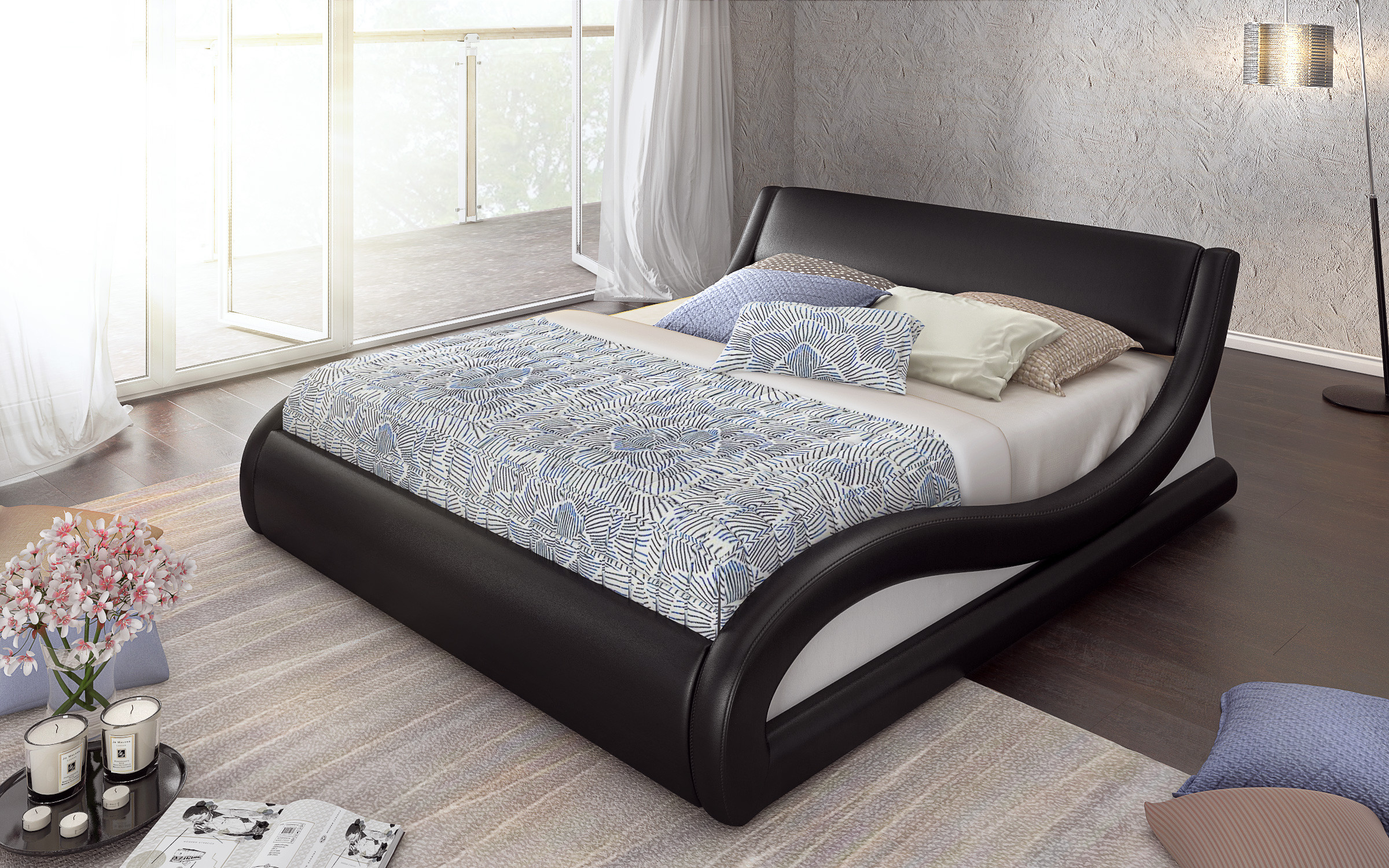 Leather double bed Liviana II thumb