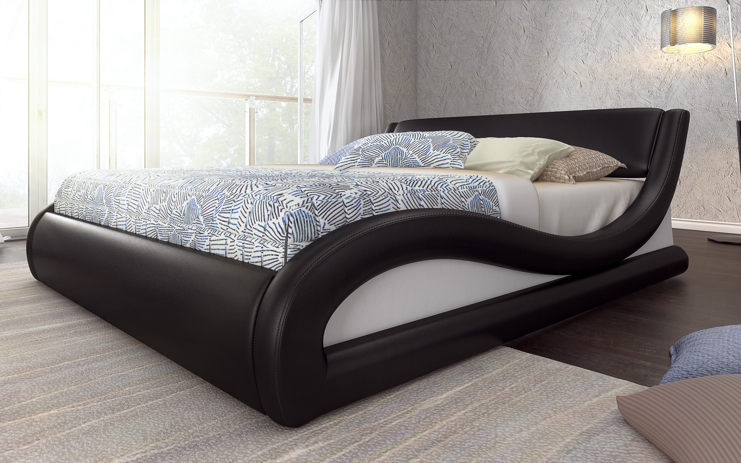 Leather double bed Liviana II thumb