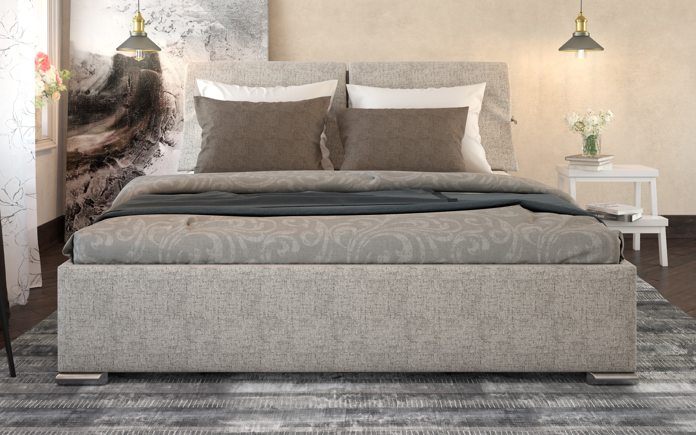 Upholstered double bed for mattress 160/200 Fiera thumb