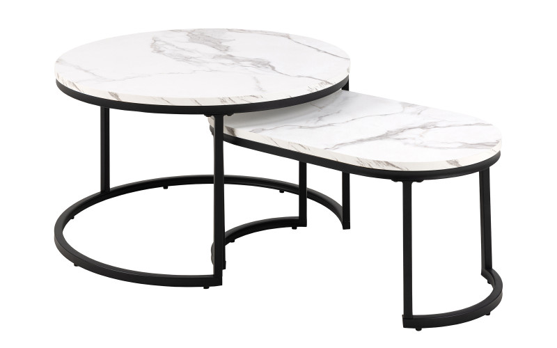 Nest of coffee tables Spiro, white marble  1