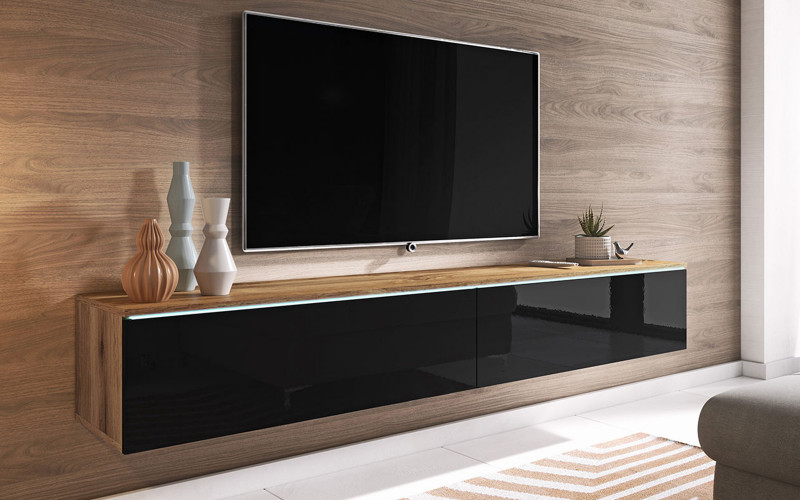 TV module Muse A, Wotan oak + black gloss  1