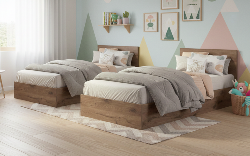 Set of 2 beds Easy Fresh, dark Scandinavian oak  1