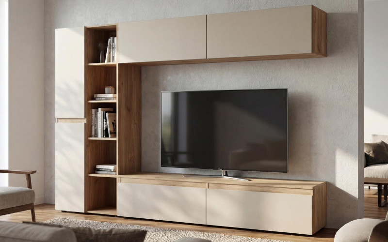 Shelf unit Modena, Honey oak + cashmere  1