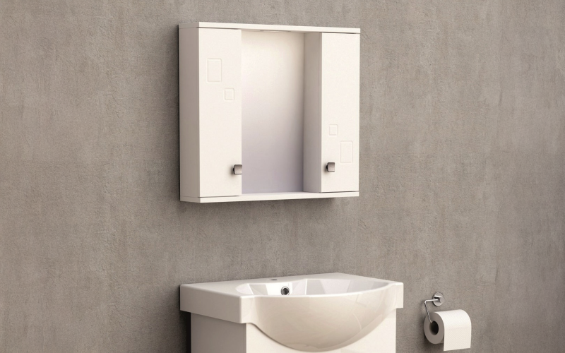 PVC mirror bathroom cabinet ICMC1034-60, white  1