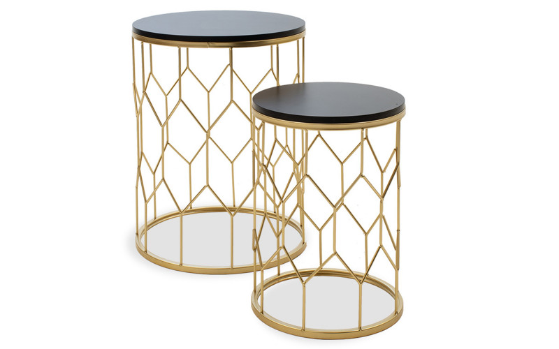 Nest of tables Zion 2, black + golden  1