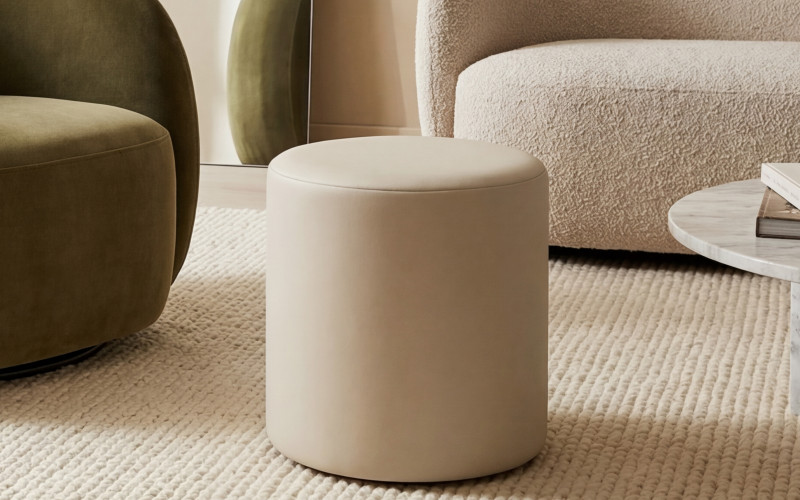 Ottoman Sully, beige leather  1