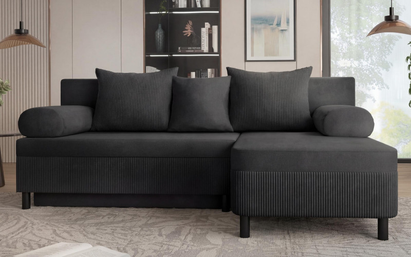 Extendable corner sofa Delano S, dark grey  1