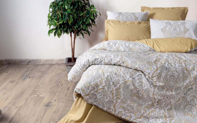 3 parts 160/220 cm; Ranforce 100% Cotton Bed linen Nava, mustard  1