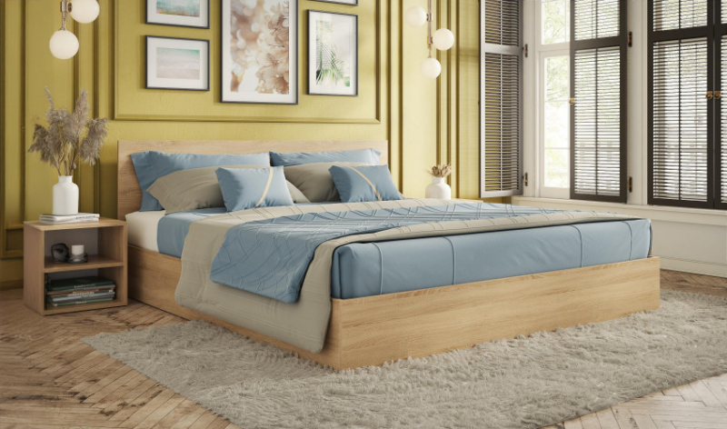 Set double bed Easy + 164/190 + 2 nightstands Easy, Sonoma oak  1