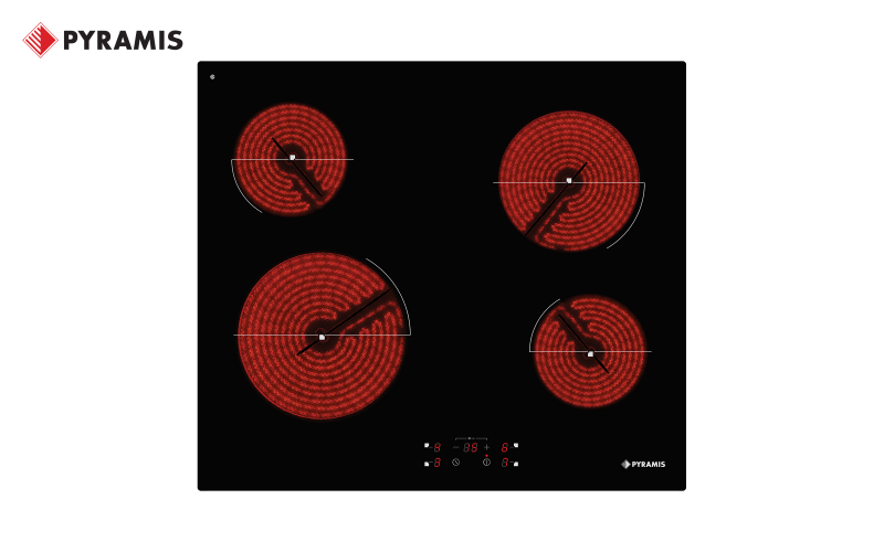 Ceramic hob PYRAMIS, 4 zones, black  1