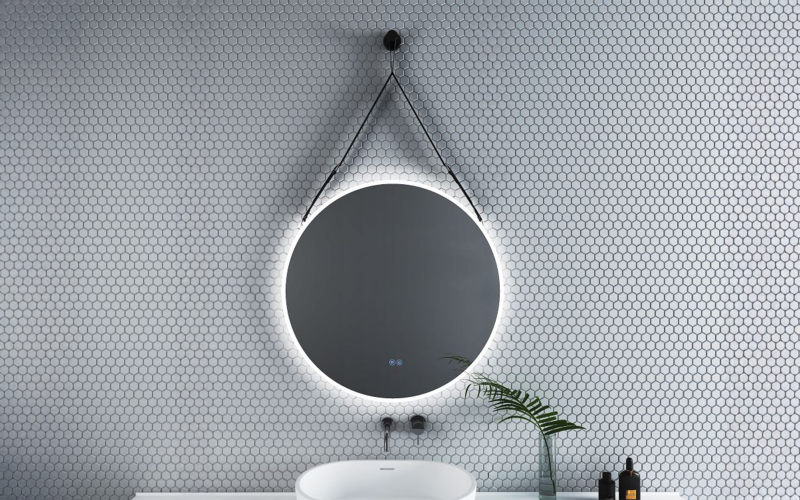 1909BLACK Bathroom mirror with LED lights, 80/80 cm  1