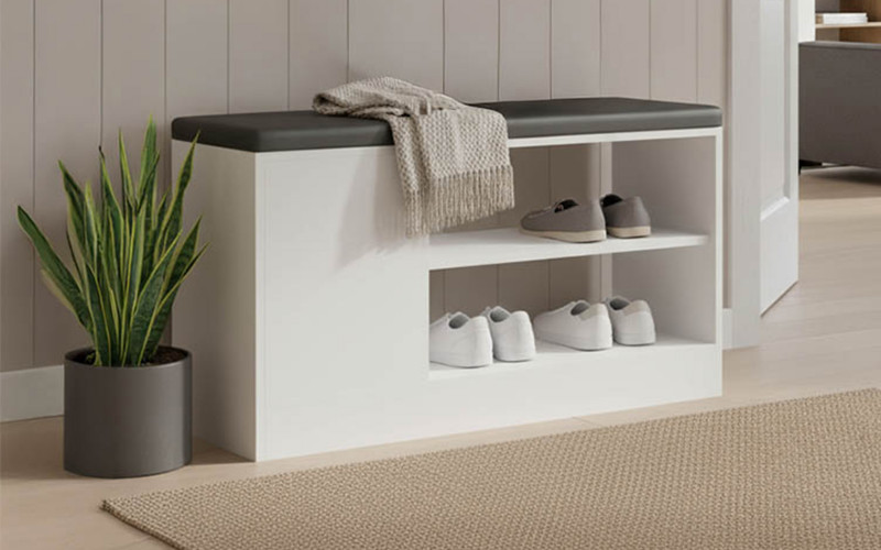 Shoe bench cabinet Dallas, white  1