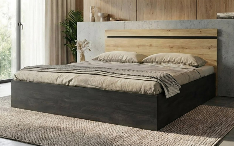 Double bed for mattress 160/200 Naxos, Evoke oak + Magma  1