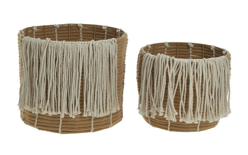 Set of 2 baskets Boho, light grey + natural  1