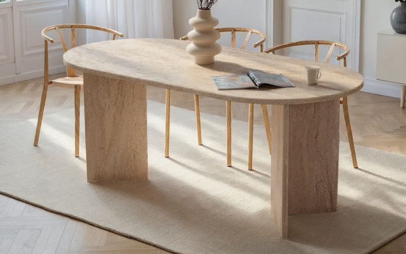 Dining table Sablin, travertine decor  1