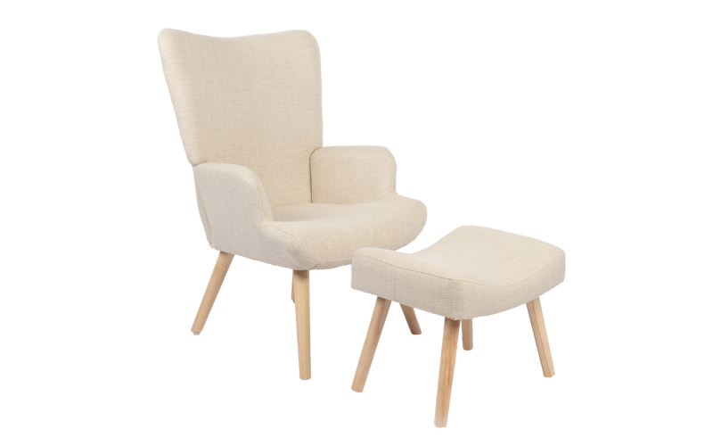 Armchair + ottoman Gerlina, cream + natural  1