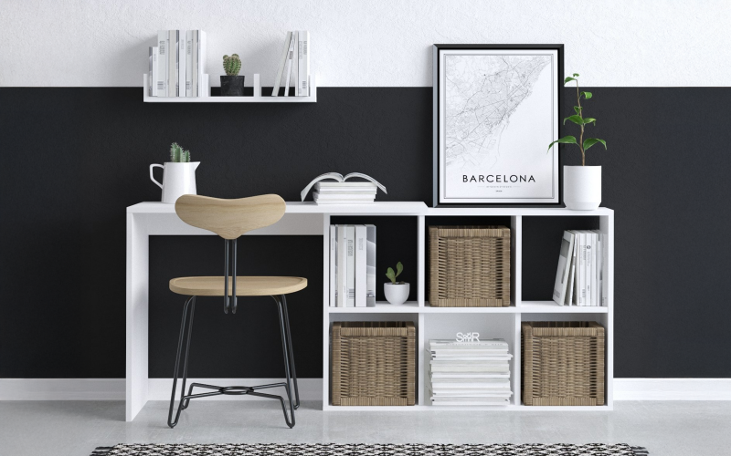 Desk with shelf Jack, white  1