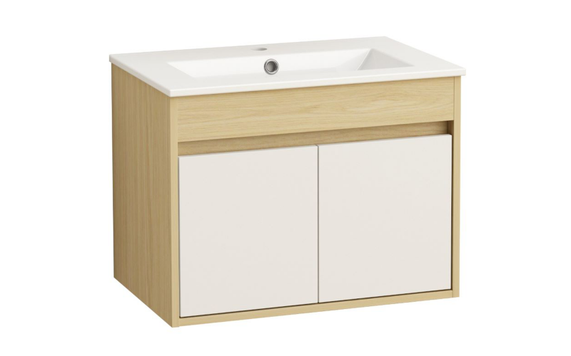 PVC bathroom cabinet with sink ICP6045-085, white + natural  1