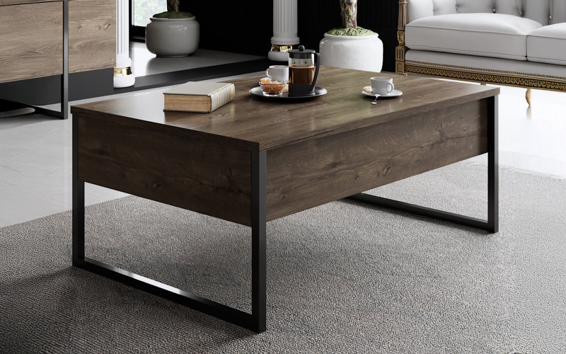 Coffee table Larso, walnut + black  1