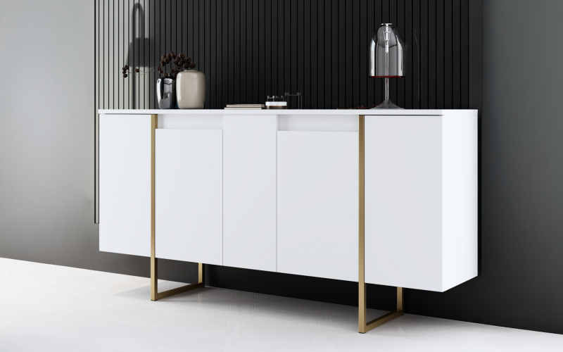 TV cabinet Larso M, white + golden  1