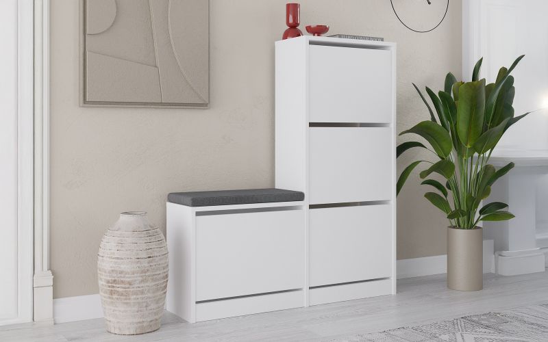Shoe bench cabinet Desio, white  1