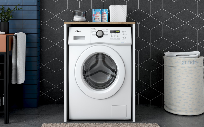 Washing machine cabinet Rocky, walnut + white  1