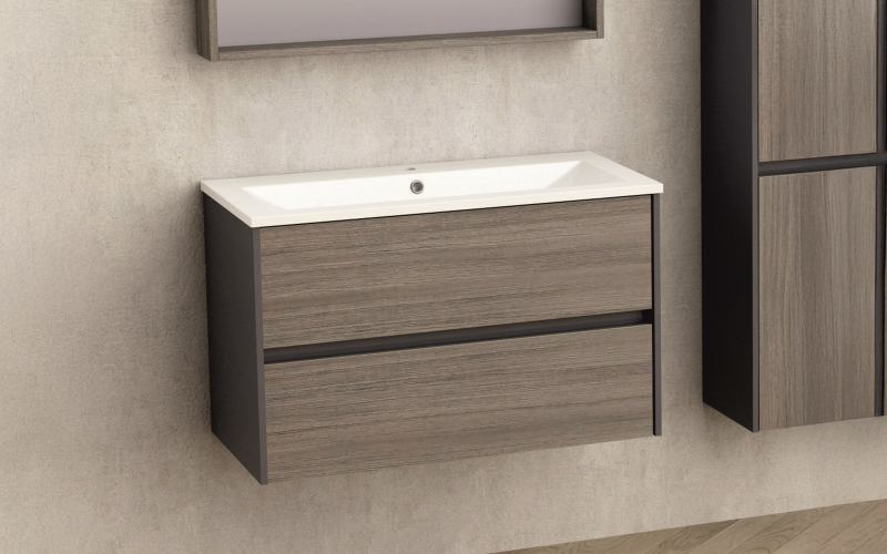 PVC bathroom cabinet with sink ICP8955, dark brown  1