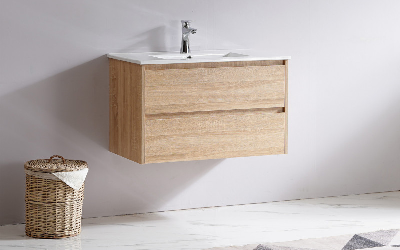 PVC bathroom base cabinet with sink Azura 2, natural  1