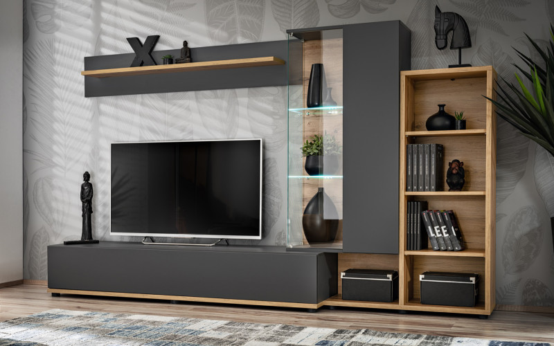 Shelf unit Shiran II, Wotan oak + anthracite  1