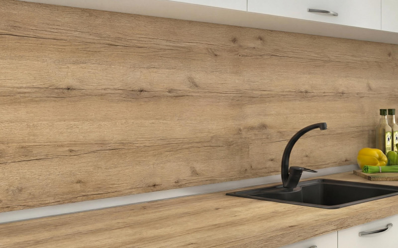 9 mm/1400 mm Thermo backsplash, Rustic sand oak  1
