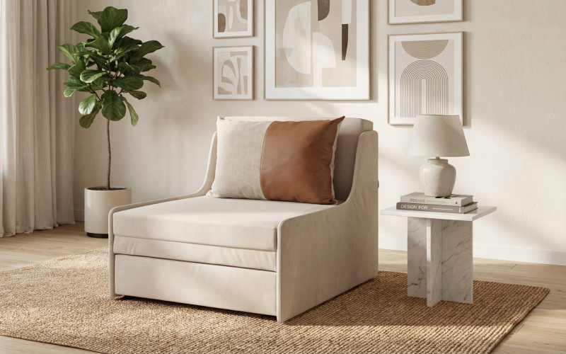 Extendable armchair Addison XXXS, light beige + light brown  1