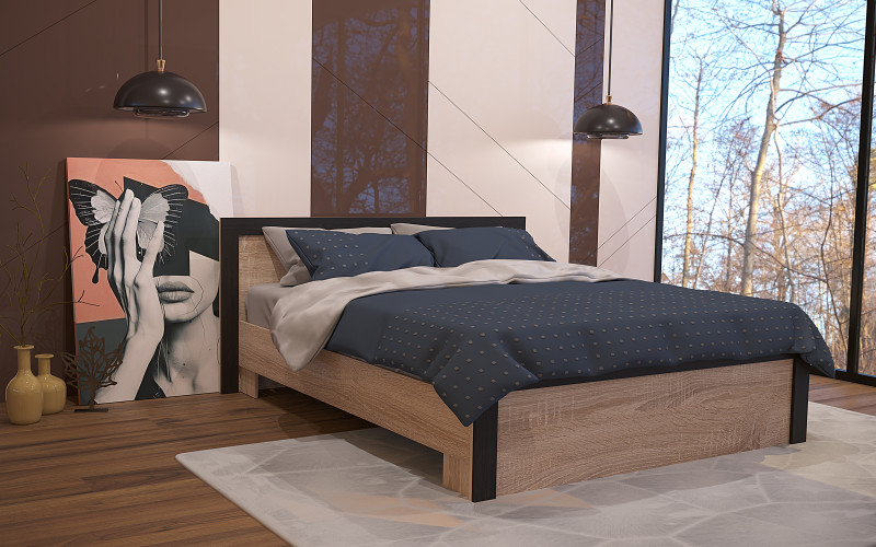 Bedroom Alote for mattress with size 160/200, Sonoma oak + Wenge magic  1