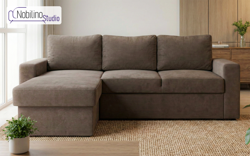 Extendable corner sofa Alba Ultra, dark brown  1