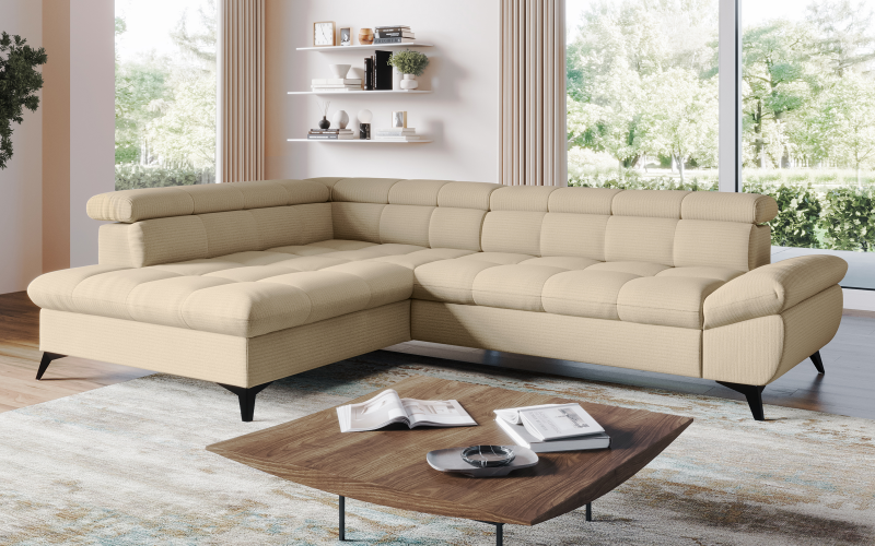 Extendable corner sofa Areto, beige  1