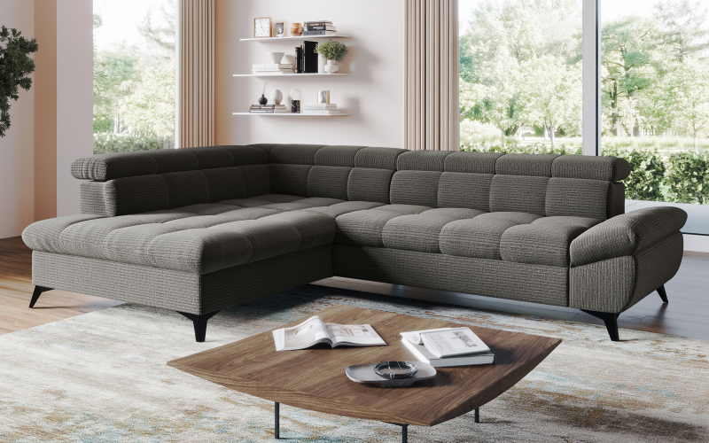 Extendable corner sofa Areto, dark grey  1