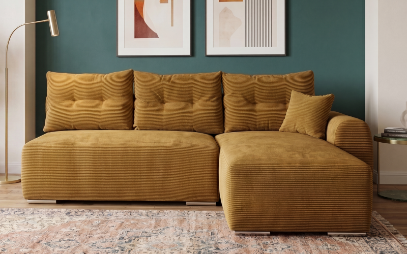 Extendable corner sofa Apollo Spring M3, mustard  1