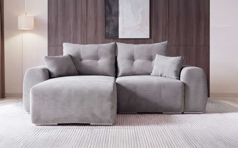 Extendable corner sofa Apollo Spring S, light grey  1