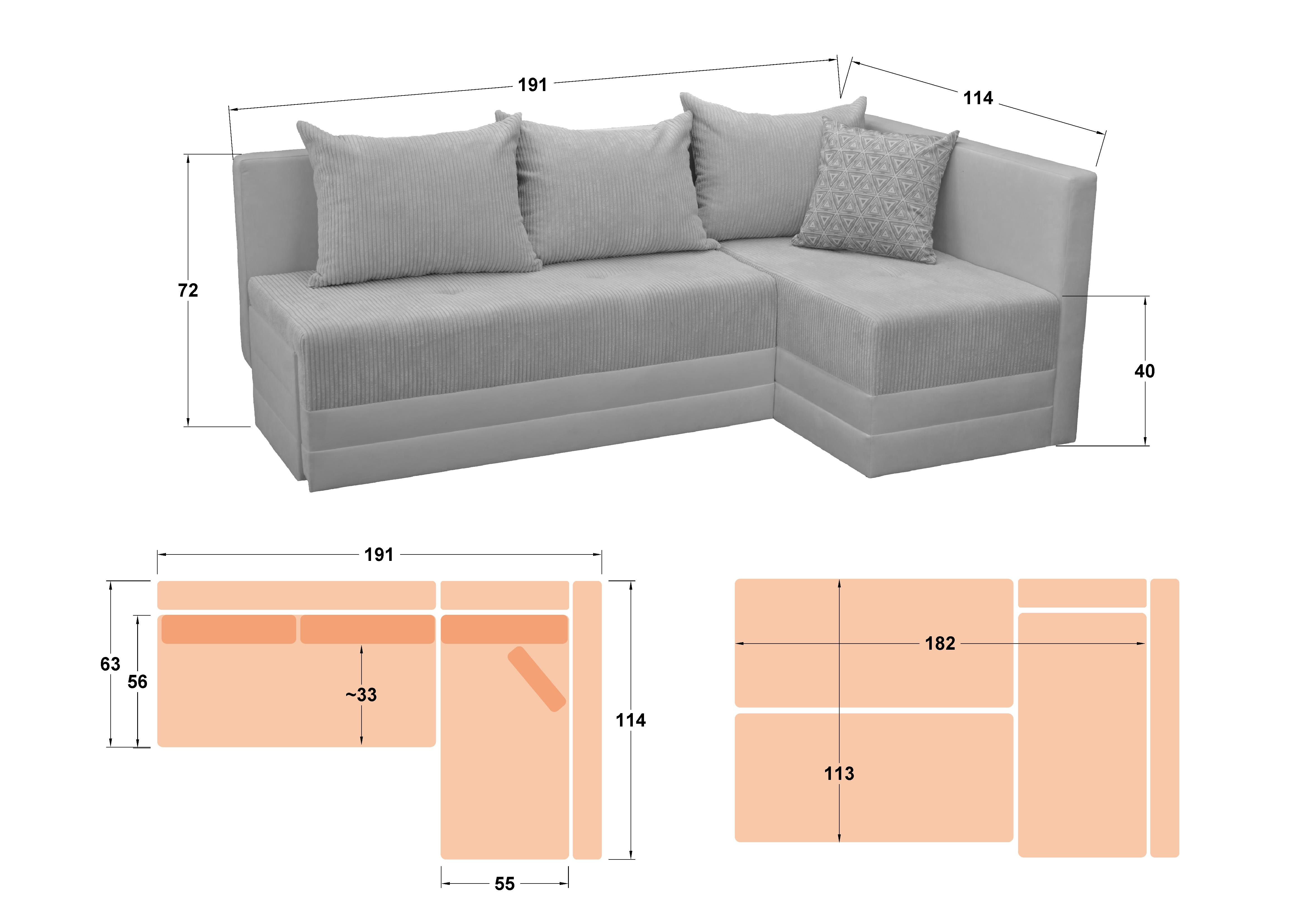Extendable corner sofa Aramo, dark brown  2
