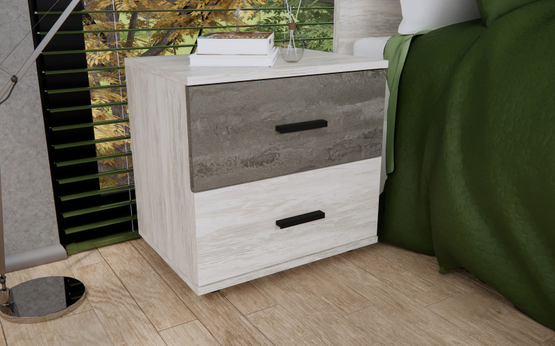 Прикроватная тумба Мате, светлый artwood + бетон  1