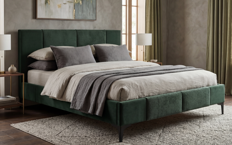 Upholstered double bed for mattress 160/200 Arina, green  1