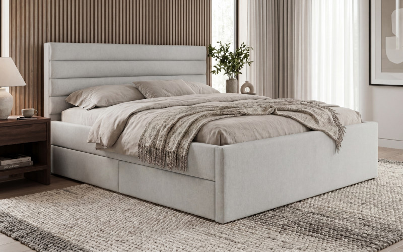 Upholstered double bed for mattress 160/200 Arona, light grey  1