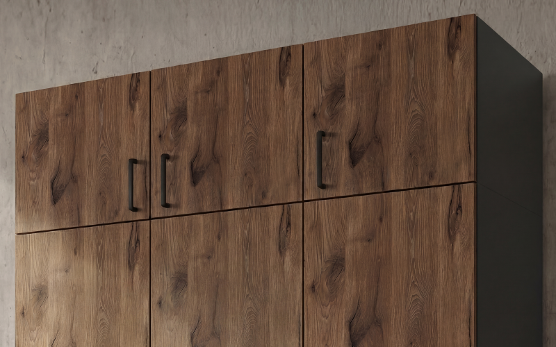 Upgrade for three-winged wardrobe Bruno and Massimo, anthracite matt + dark Scandinavian oak  1