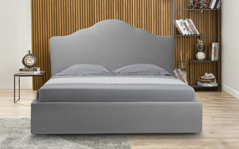 Upholstered double bed Merlira for mattress 160/200, grey  1