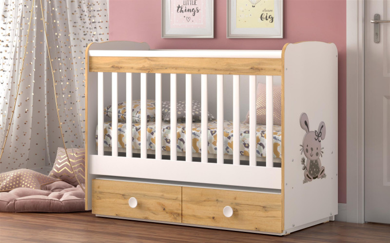 Baby bed Tony, white + Wotan oak  1