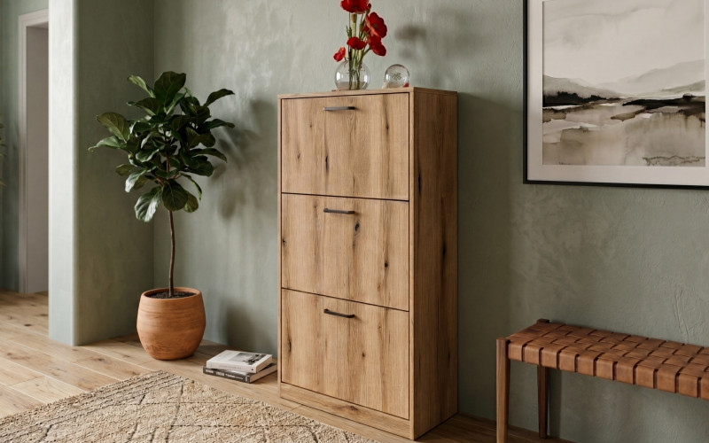 Shoe cabinet Beko 3, Evoke oak  1