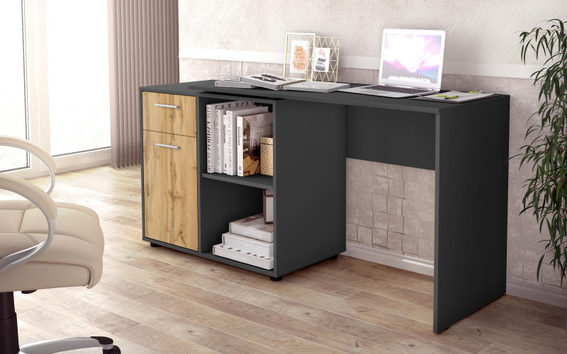 Desk Aster, anthracite matt + Wotan oak  1