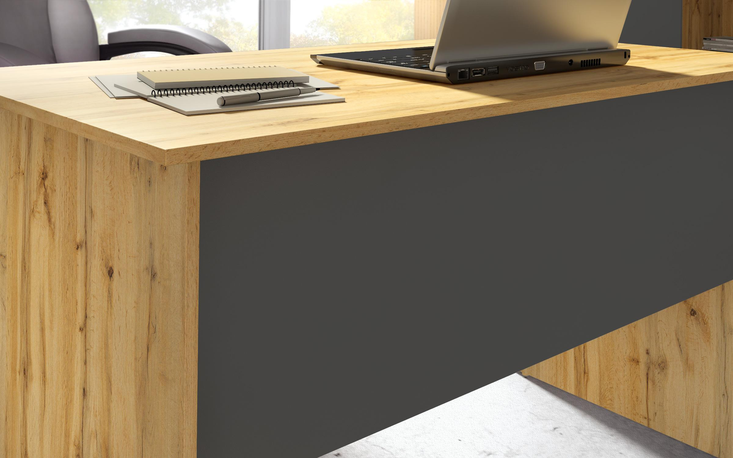 Desk Ivel 2, Wotan  oak + anthracite  5