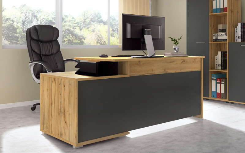 Desk Ivel 4, Wotan oak + anthracite  1